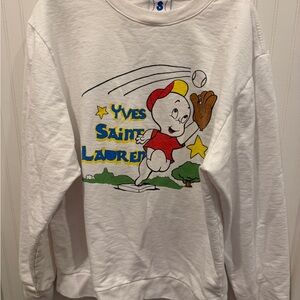 Yves Saint Laurent White Graphic Sweatshirt